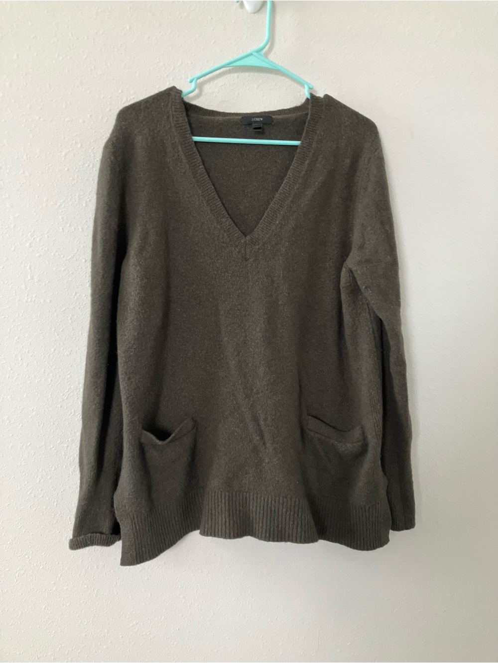 J Crew womens Front Pocket Tunic GreenSweater Supersoft Merino Wool alpaca Blend - Picture 4 of 7